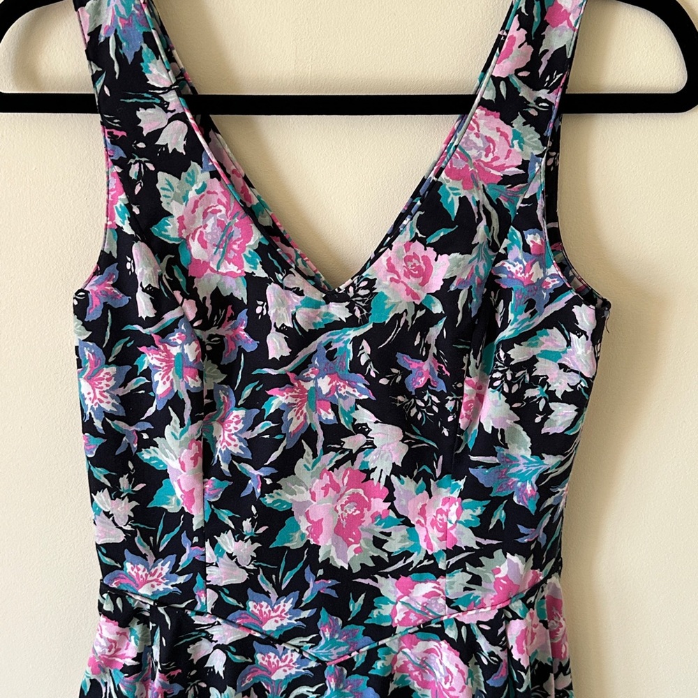 Vintage 80S Laura Ashley Black Cottagecore Floral Cotton Sundress US6 Sleeveless - Picture 8 of 14